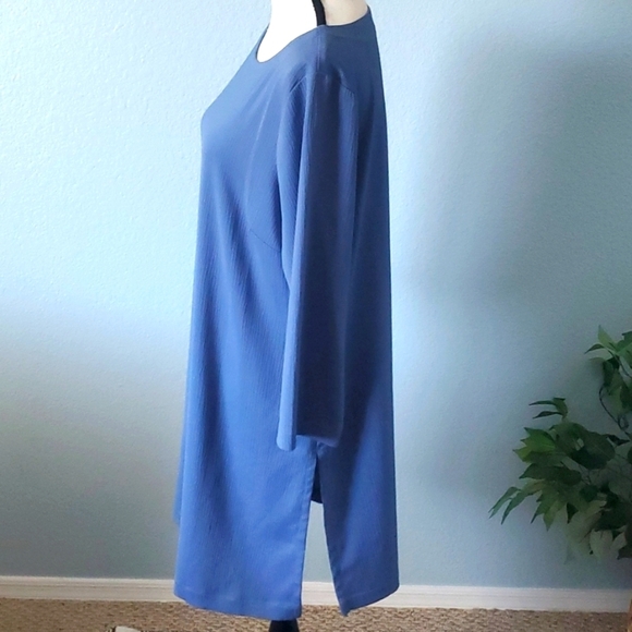 J JILL wearever easy care long tunic soft blue 3/4 sleeves size large - Picture 4 of 10